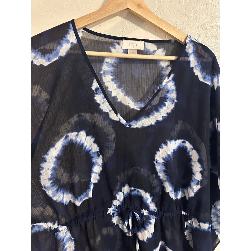 Ann Taylor Loft Tie Dye Semi Sheer Flowy Beach Swimsuit coverup - Picture 5 of 7